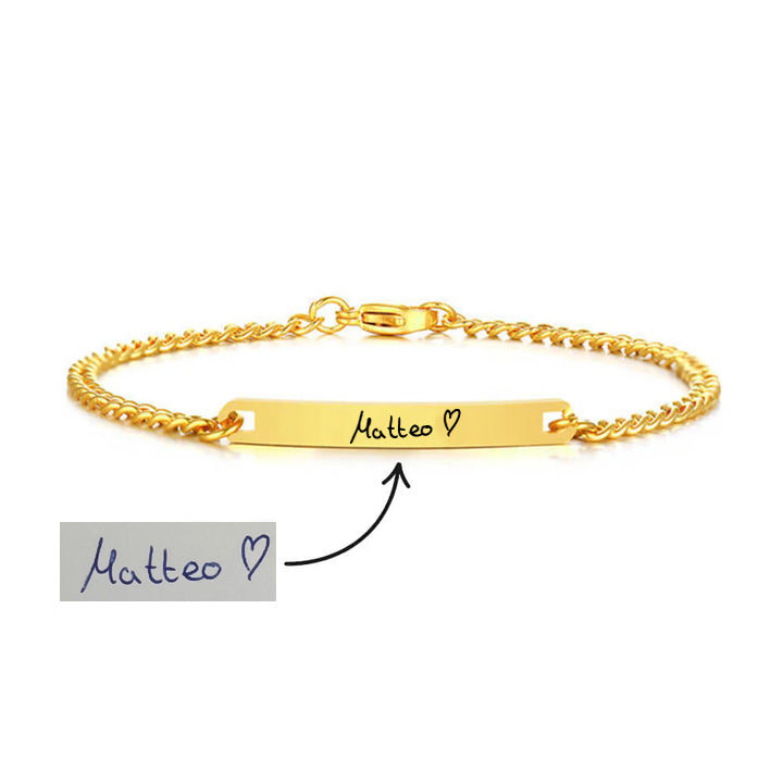 Armband mit Handschrift als Gravur schmal